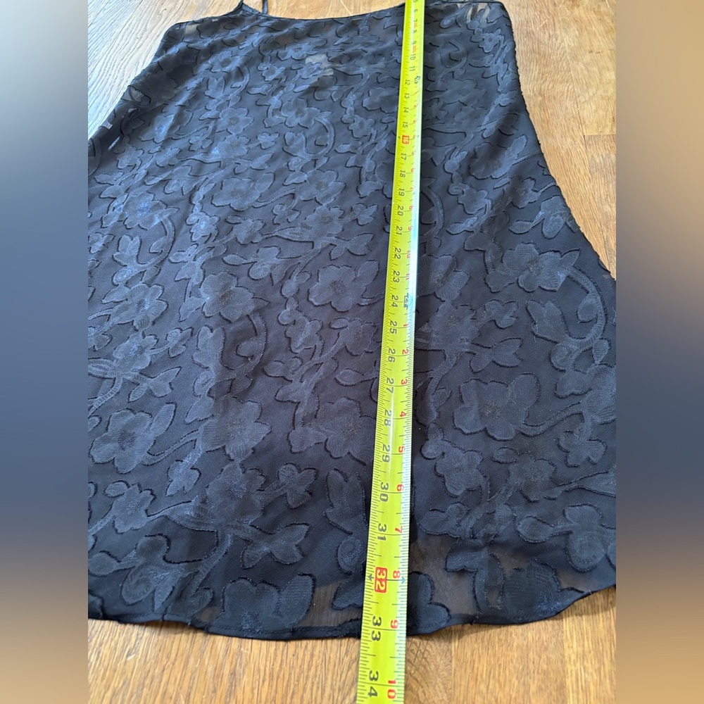 Vintage Sheer Floral Fairy Goth Whimsygoth Mesh See Through Slip Dress Black Med - Picture 7 of 7